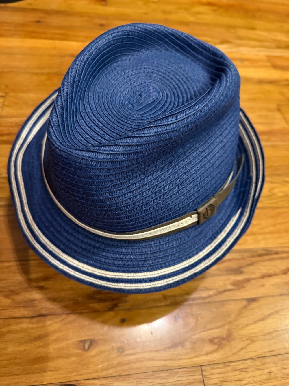 Bugatti The European Brand Men’s Size 57 Medium Blue Paper Straw Trilby Hat Cap